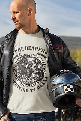 The Reaper Biker Grim Motorcycle Rider Death T-Shirt Uomo | Serigrafato