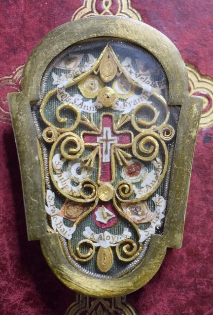 relic reliquary reliquia relicario reliquiario CROSS  S. CROCE D.N.J.C + 9 SANTI