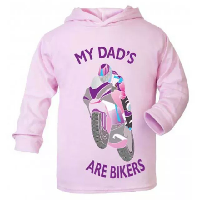My Dad is a biker motorcycle toddler kids children pink hoodie 100% cotton