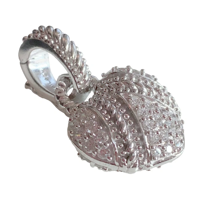 JUDITH RIPKA 925 Silver Cubic Zirconia Shiny Twist Love Heart Charm Pendant