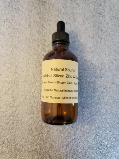 Natural Source Colloidal Zinc, Silver & Copper Immune Booster - Four oz dropper