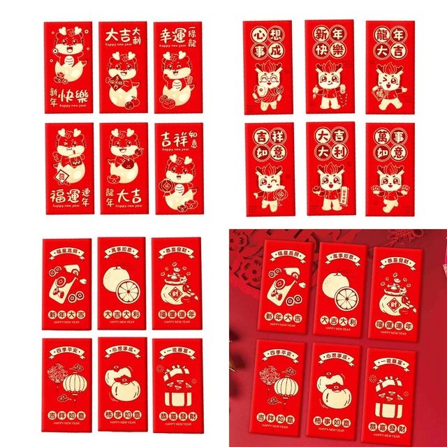 Lot De 36 Enveloppes Rouges Chinoises Nouvel An - Paquets Rouges Porte-Bonheur Pour Mariage Et Fête Du Printemps