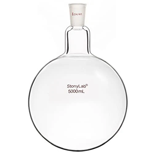 Glass Single Neck One Neck Round Bottom Flask RBF, with 24/40 Standard 5000 ml