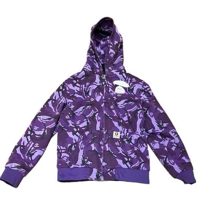Felpa con cappuccio/bomber viola reversibile viola AAPE by a bathing scimmia taglia L/XL