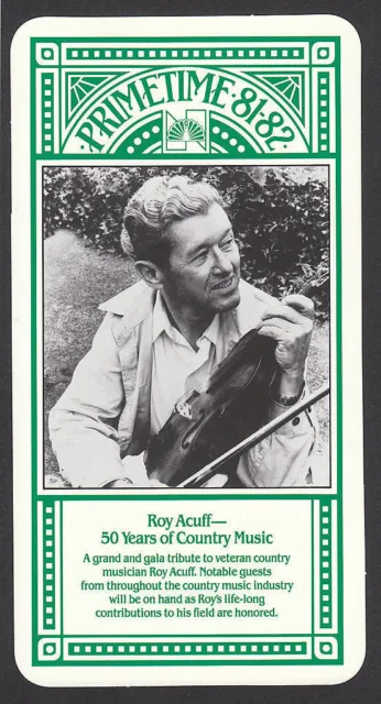 Roy Acuff 50 Years of Country Music 1981 NBC TV Series Studio Card