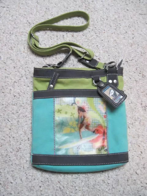 Sherpani Luna Cross Body Canvas Purse Suffer Girl Teal Green