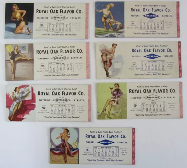 GIL ELVGREN CALENDAR Blotter Royal Oak Group FN (Brown & Bigelow, 1955