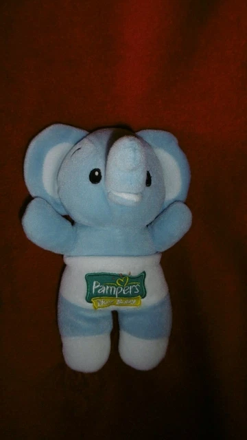 Doudou Peluche Elephant Pampers New Baby Bleu Culotte Blanche 21 Cm