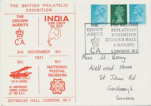 Gb Special Event Postmarks 1971 The British Philatelic Exhibition Seymour Hall