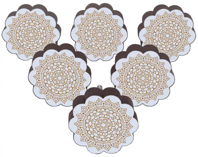 IBA  Mandala Engraved Wooden Wardrobe Knobs Cabinet Drawer Pull 10 Pcs-TEF10B