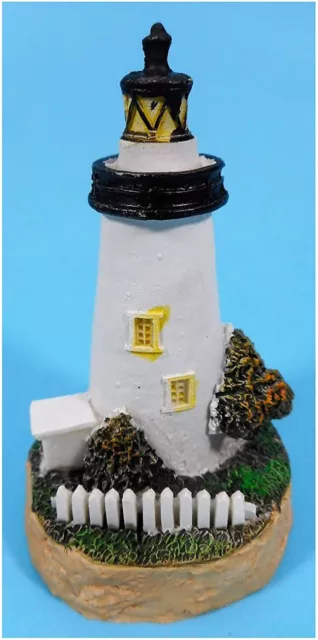 weißer Leuchtturm mit Haus 8 x 5 cm Hightower Maritim Modellbau Deko 9162 A