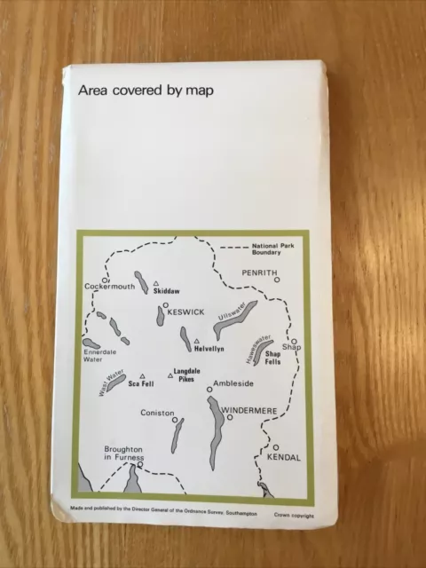 1974 Ordnance Survey One Inch Tourist Map Lake District (inc Ambleside & Keswick 2