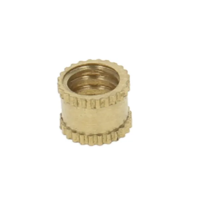 1/4"-20 x 6mm L x 8mm OD Brass Knurled Threaded Nuts Round Insert Embedded Nuts