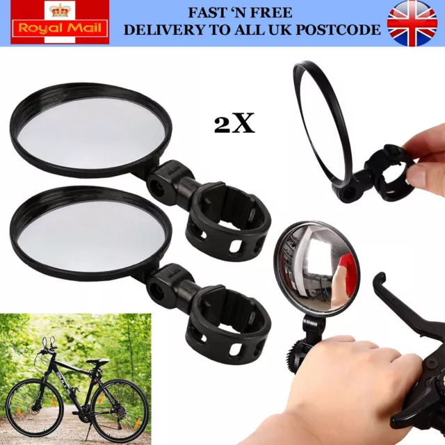 MTB Bike Bicycle Rearview Mirror 360 Rotate Cycling Side Rear View for Handlebar