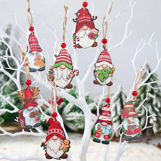 12pcs Christmas Wooden Pendants Hanging Gifts Xmas Tree Ornaments Navidad 2024