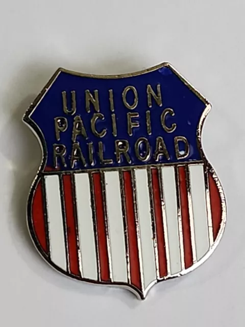 Union Pacific Railroad Logo Tie Tack Pin Red White & Blue Shield