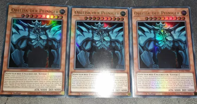 Yu-Gi-Oh 3x Obelisk der Peiniger Ultra Rare Götterkarte Limitierte Auflage  Ldk2