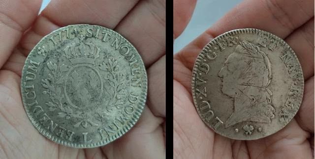royale : ecu argent Louis XV vieille tete 1774 L