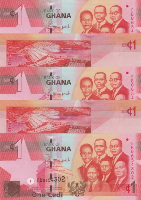 LOT, Ghana 1 Cedi (06.3.2013) p37d x 5 PCS UNC