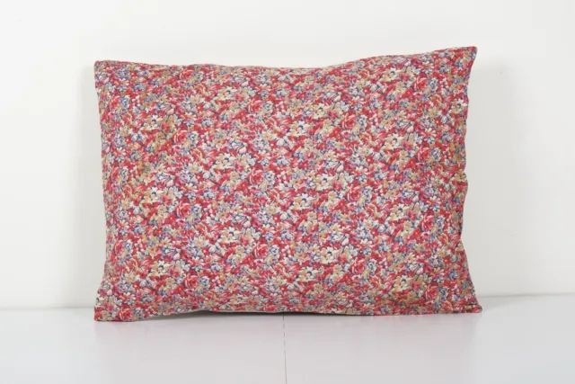Old Textile Trade Cloth Pillow, Vintage Floral Roller Print Bedding Cushion