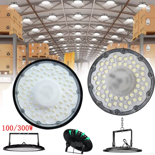 UFO LED Hallenbeleuchtung Industrielampe High bay Hallenstrahler Lampe 100/300W