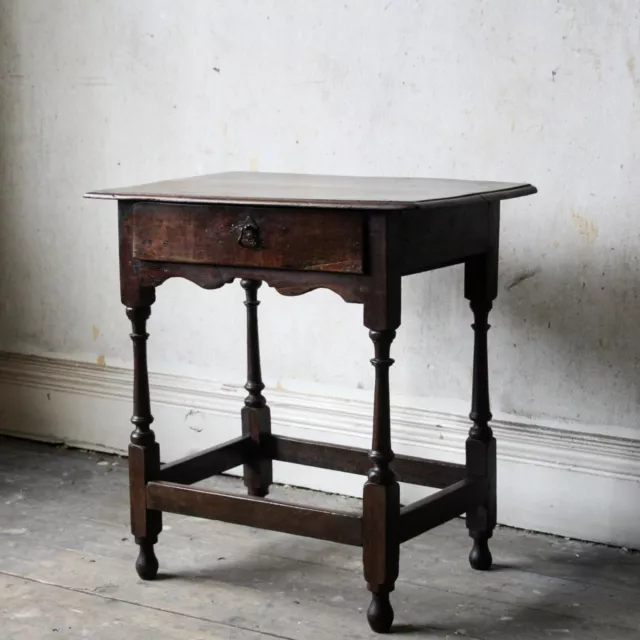 Antique late 17th century oak side table, William and Mary