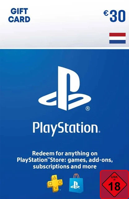 PSN Card NL 30 EUR - PlayStation PS5/PS4 Guthaben Digital Code - Nur Niederlande