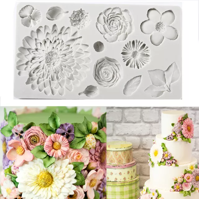 Flower Silicone Fondant Mould Cake Decor Sugarcraft Topper Baking Chocolate Mold