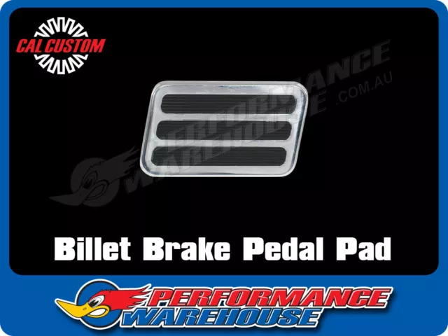 Billet Aluminium Brake Pedal Pad W/3 Rubber Inserts Street Rod Hot Rod Polished