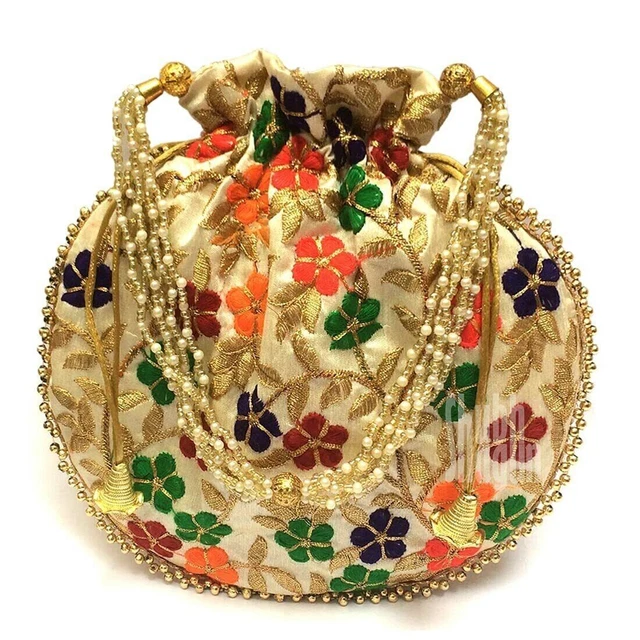 Hecho a Mano Raro de Mujer Tradicional Potli Bolso de Mano Para Fiesta Boda