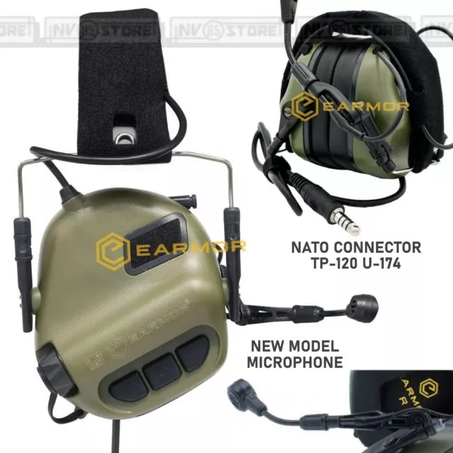Cuffie Elettroniche EARMOR M32 MOD3 Protezione Rumore Militari Poligono FOLIAGE