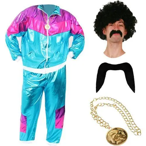 1980S Scouser Shell Suit Fancy Dress Costume Shiny Retro Tracksuit Mens Ladies