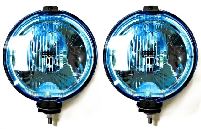 2x Fernscheinwerfer H3 Halogen 24V Blau Rund E20 LED Ring Positionsleuchte