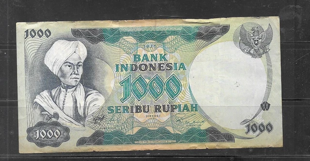 INDONESIA #113a 1975 VG CIRC OLD 1000 RUPIAH BANKNOTE NOTE PAPER MONEY