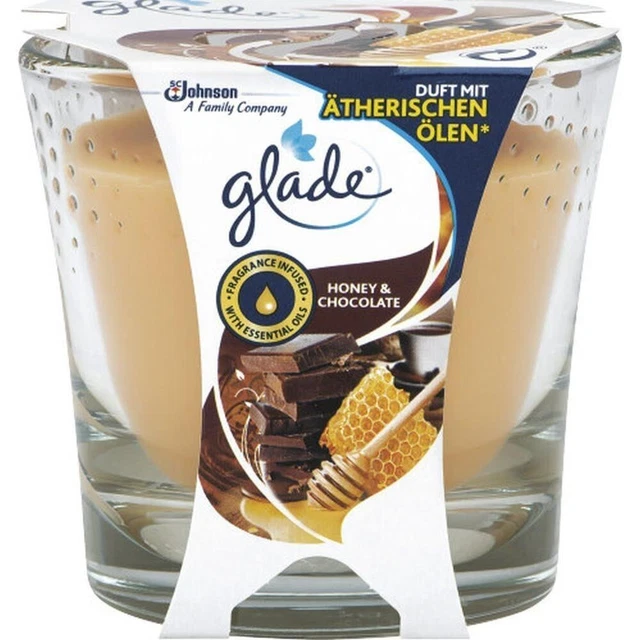 Glade Duftkerze Honey & Chocolate Im Glas - Bis Zu 30 Stunden Brenndauer, 129 G, Mit ätherischen Ölen