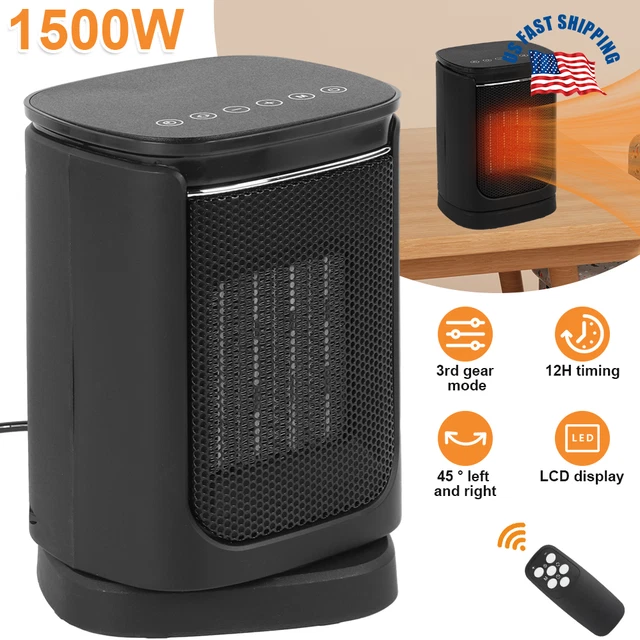 PORTABLE ELECTRIC CERAMIC Space Heater Fan Adjustable Thermostat 1500W