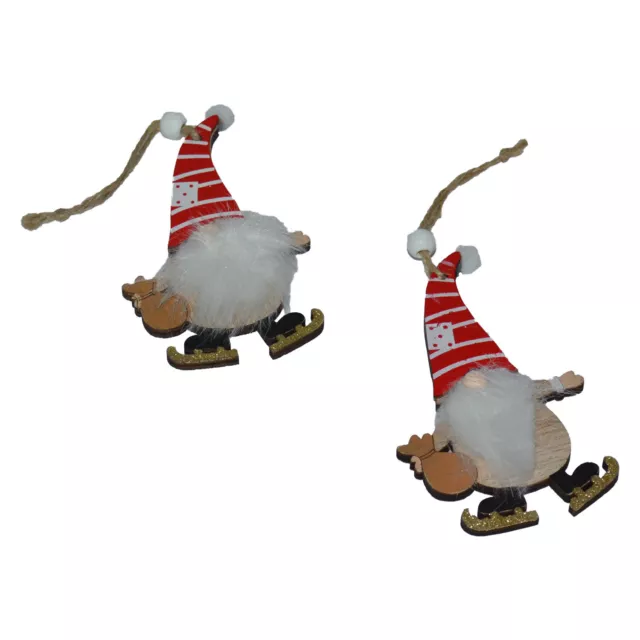 Set 2 Perchas Gnome Madera Con Barba Suave Decoración Navidad Árbol 12 CM 2