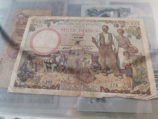 Billet Algeri 1000 Frs Le 5. 12 1941