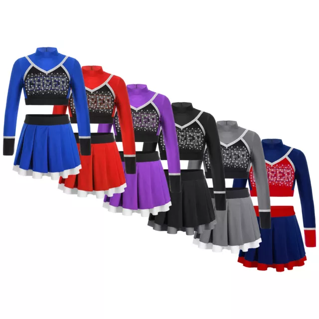 Kids Girls Dancewear Elastic Waistband Cheerleading Dance Outfit Letter Pattern