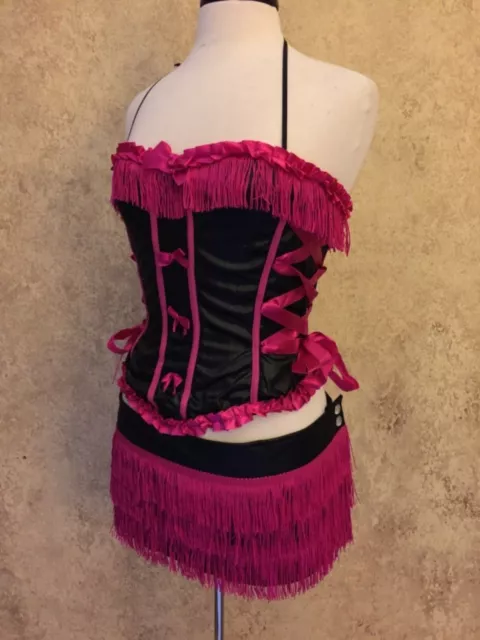 2 PC BURLESQUE Costume Fringe Skirt and Bustier Set S/M or M/L $29.99 ...