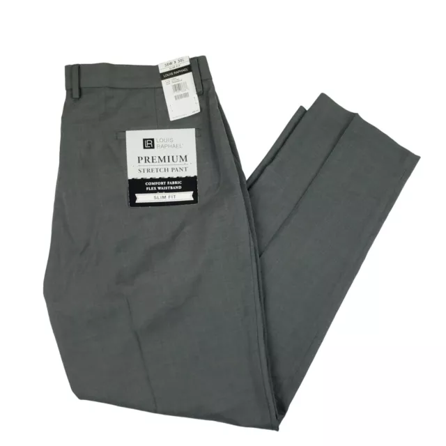 Louis Raphael Mens Dress Pants Lead Gray Stretch Skinny Fit Trouser  29x29.5* NWT