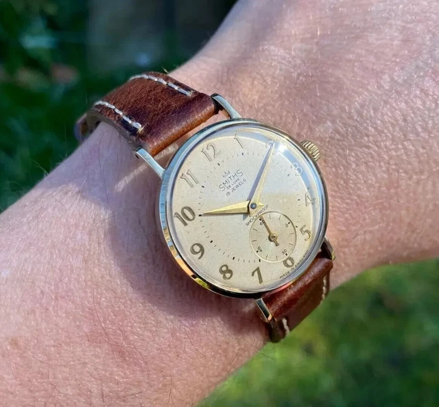 MENS VINTAGE SMITHS Deluxe 9ct Gold Presentation Watch 1960's With Box