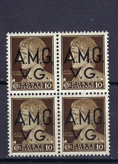Italy 1945 Sc# 1LN1 Veneza Giulia Allied military occupation AMG 10c block 4 MNH