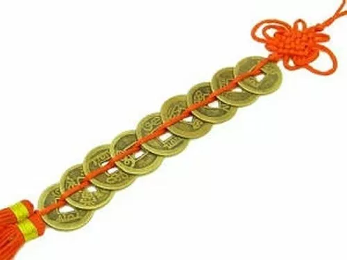 Nine Emperors Coins With Mystic Knot Tassel - Feng Shui for Endless Wealth AU