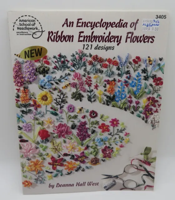Folleto de instrucciones de una enciclopedia de flores bordadas de cinta #3405