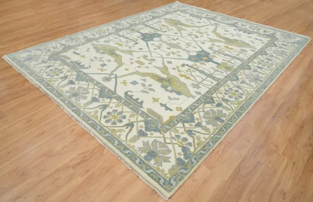 Hand Knotted Oushak Rug Wool Area Rug Living Room Rug Lite Green size 12X9