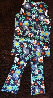 Flower power!! age 2/4 yrs Navy/Mult floral 2-piece tunic & trousers set new