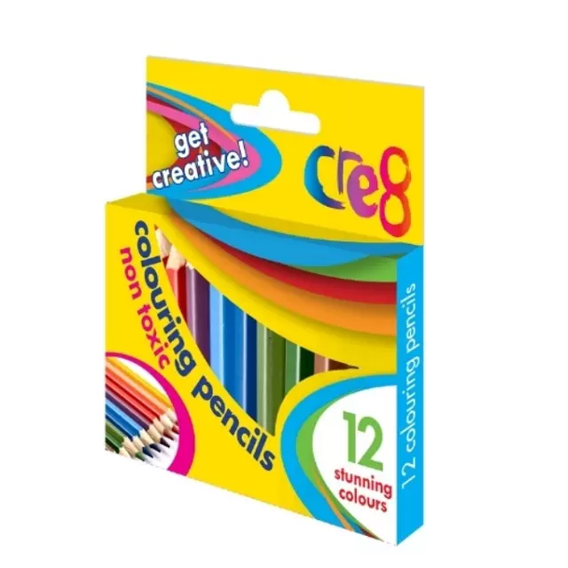 12 X Coloré Crayons 1/2 Demi Taille Petit Pratique Pour Voyage Mains Couleur