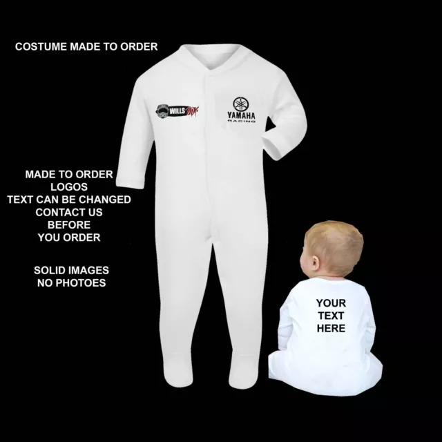 personalised babys sleepsuit sports racing logoBaby Dirtbike Baby Grow Sleepsuit