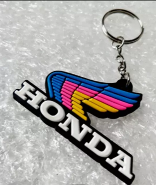 Vintage Honda Motorcycle Key chain blue pink yellow Wing Retro KeyChain CBR